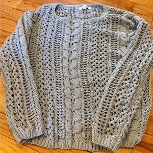 Keren Hart Chunky Cable Knit Sweater Cozy Open Knit Small